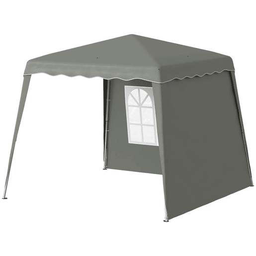 Outsunny Tenda Dobrável com 2 Paredes Laterais 2,4x2,4 m Tenda de Jardim com Altura Ajustável Proteção UV50+ e Bolsa de Transporte para Exteriores Pátio Cinzenta