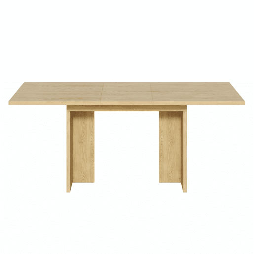 Mesa de jantar extensível, 140180x80 cm - Para 6-8 pessoas, forma retangular, tampo espesso, estilo simples - Carvalho