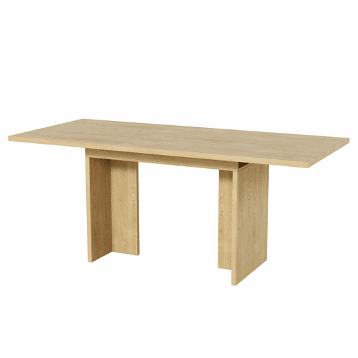 Mesa de jantar extensível, 140180x80 cm - Para 6-8 pessoas, forma retangular, tampo espesso, estilo simples - Carvalho