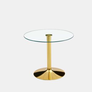Mesa de bar moderna minimalista em vidro - 85 cm - Luxo leve - Dourado, Transparente