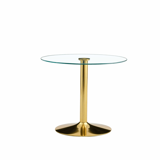 Mesa de bar moderna minimalista em vidro - 85 cm - Luxo leve - Dourado, Transparente
