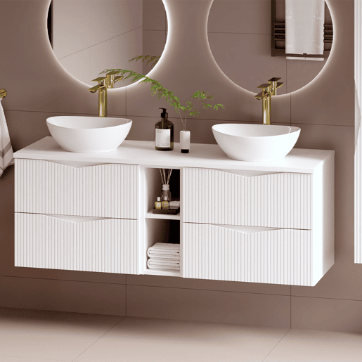 Móvel de toucador duplo Tao White 140cm 2 nichos