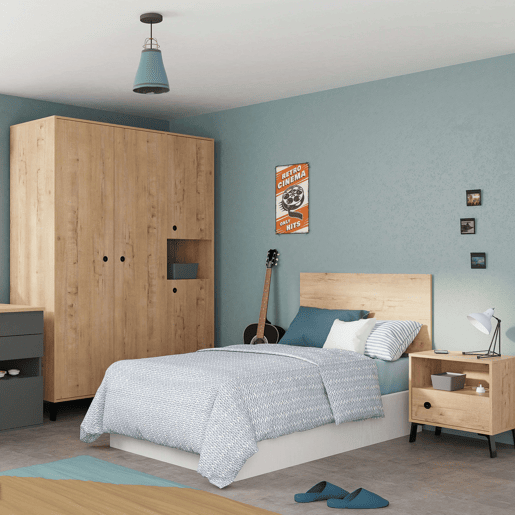 Cabeceira de quarto Camila de 100 cm, para parede, em melamina cor carvalho dourado.