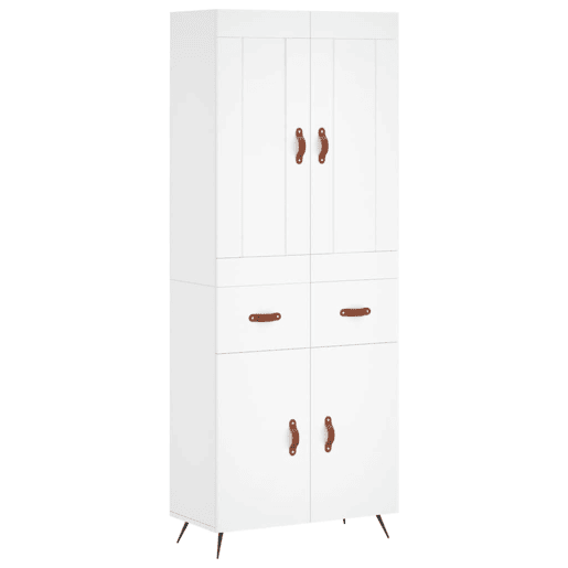 Armário alto - Bufete - Móvel de apoio 69,5x34x180 cm derivados de madeira branco pt727
