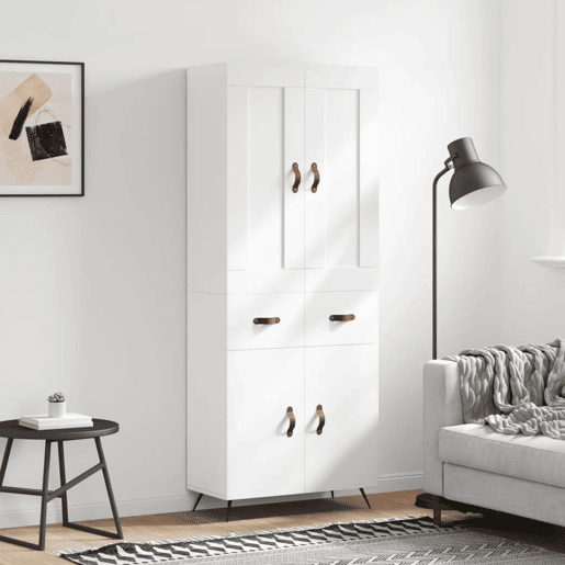 Armário alto - Bufete - Móvel de apoio 69,5x34x180 cm derivados de madeira branco pt727