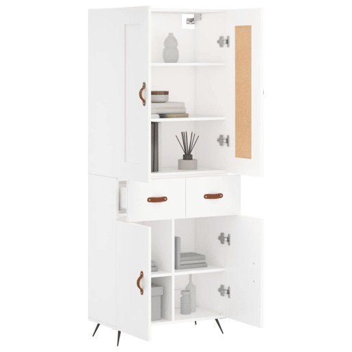 Armário alto - Bufete - Móvel de apoio 69,5x34x180 cm derivados de madeira branco pt727