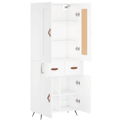 Armário alto - Bufete - Móvel de apoio 69,5x34x180 cm derivados de madeira branco pt727