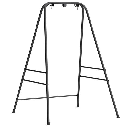 Outsunny Suporte para Cadeira Suspensa e Rede 183 cm, Estrutura de Aço com Almofadas Antiderrapantes e 2 Mosquetões, para Interior e Exterior, Suporta até 150 kg, Preto