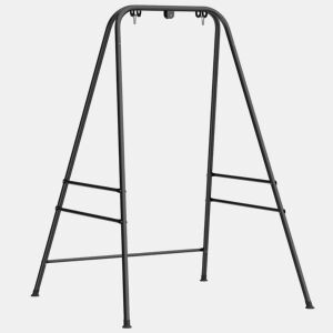 Outsunny Suporte para Cadeira Suspensa e Rede 183 cm, Estrutura de AƧo com Almofadas Antiderrapantes e 2 MosquetƵes, para Interior e Exterior, Suporta atƩ 150 kg, Preto
