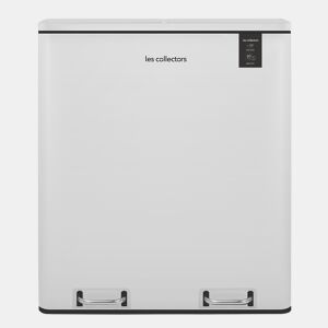 Caixote Reciclagem Pedal 2 Compartimentos 2x30L 60L Les Collectors N°918 | Aço Inoxidável | Baldes Removíveis | Fecho Silencioso | Branco