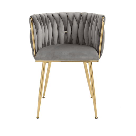 Cadeira de jantar em veludo 2 peças - Design elegante, pernas em metal dourado - Cinzento