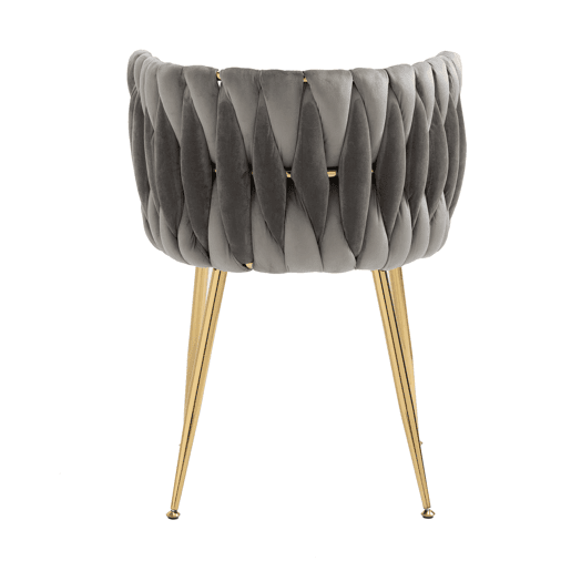 Cadeira de jantar em veludo 2 peças - Design elegante, pernas em metal dourado - Cinzento