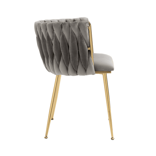 Cadeira de jantar em veludo 2 peças - Design elegante, pernas em metal dourado - Cinzento