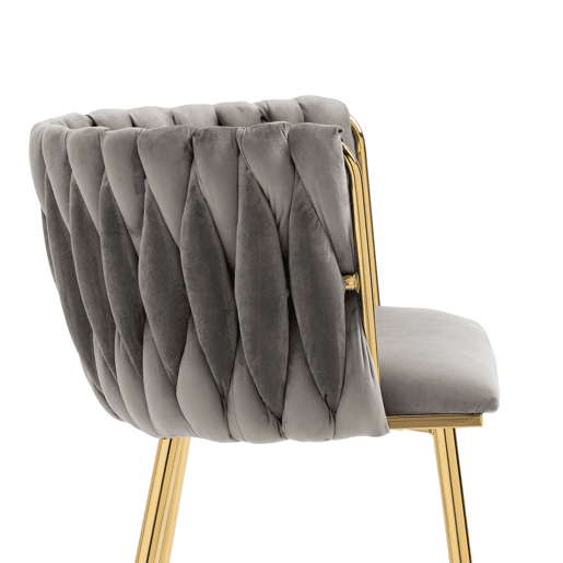 Cadeira de jantar em veludo 2 peças - Design elegante, pernas em metal dourado - Cinzento
