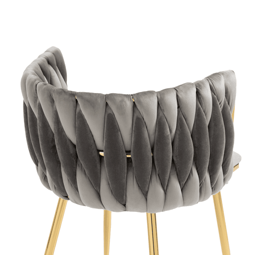 Cadeira de jantar em veludo 2 peças - Design elegante, pernas em metal dourado - Cinzento