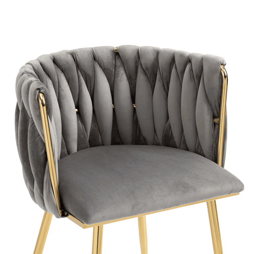 Cadeira de jantar em veludo 2 peças - Design elegante, pernas em metal dourado - Cinzento