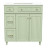 Móvel de casa de banho 81,7 cm - Lavatório cerâmico, arrumação multifuncional, pés em madeira, design moderno - Verde