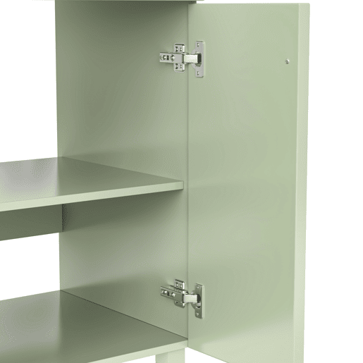 Móvel de casa de banho 81,7 cm - Lavatório cerâmico, arrumação multifuncional, pés em madeira, design moderno - Verde