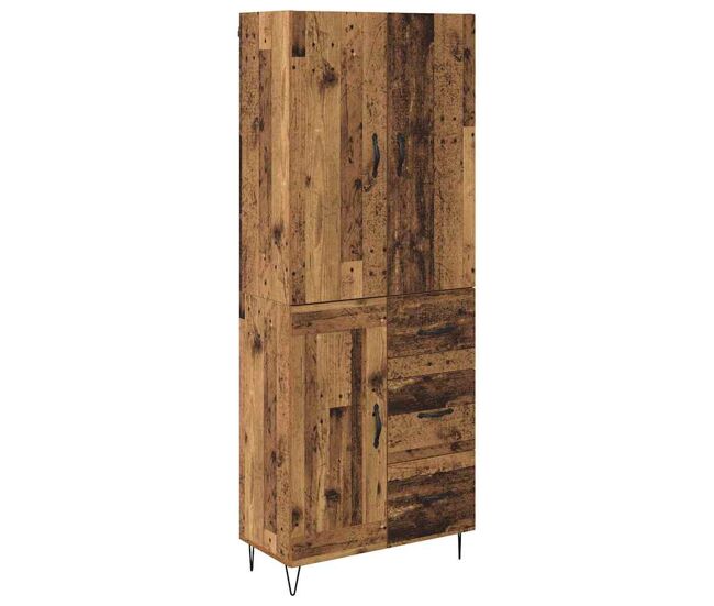 Aparador alto - mueble de almacenamiento con cajón 2 pcs madera vieja madera de ingeniería es335