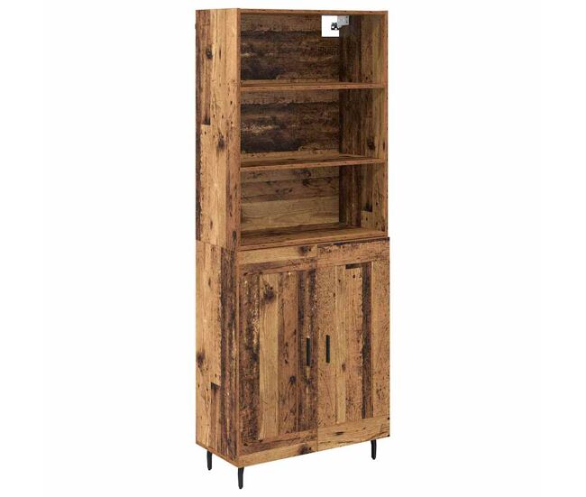 Aparador alto - mueble de almacenamiento madera envejecida 69,5 x 34 x 180 cm es1462