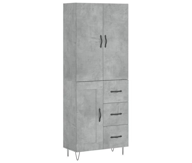 Aparador alto - mueble de almacenamiento madera contrachapada gris hormigón 69,5x34x180 cm es921