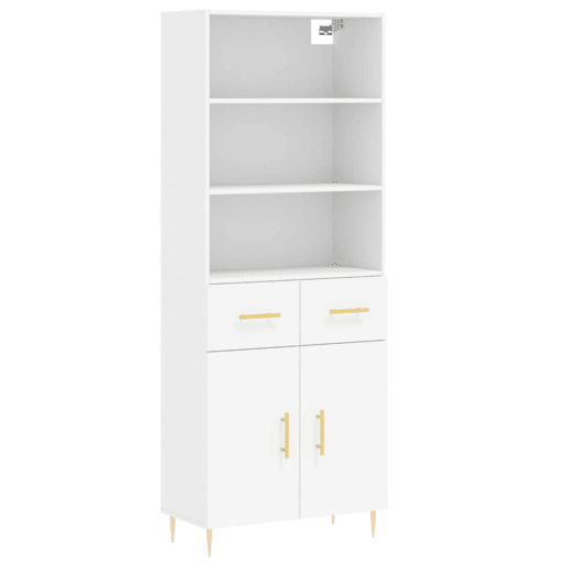 Armário alto - Bufete - Móvel de apoio 69,5x34x180 cm derivados de madeira branco pt743