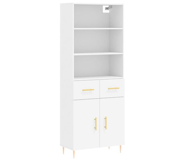 Aparador alto - mueble de almacenamiento madera contrachapada blanco 69,5x34x180 cm es743