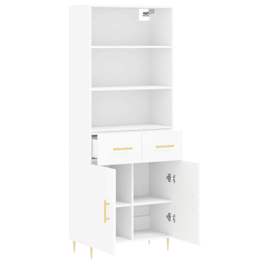 Armário alto - Bufete - Móvel de apoio 69,5x34x180 cm derivados de madeira branco pt743