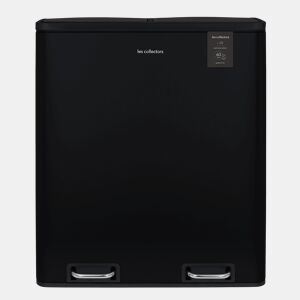 Caixote Reciclagem Pedal 2 Compartimentos 2x30L 60L Les Collectors N°910 | Aço Inoxidável | Baldes Removíveis | Fecho Silencioso | Preto Mate