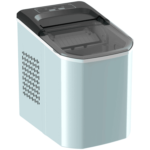 HOMCOM Máquina de Fazer Gelo Máquina de Cubos de Gelo Autolimpante 12 kg24H 9 Cubos Prontos em 7 Minutos 2 Tamanhos de Gelo Depósito de 1,5L para Casa Cozinha Escritório Bar Azul
