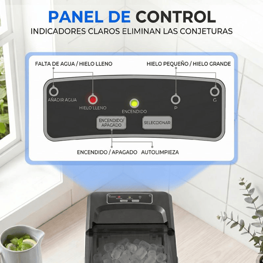 HOMCOM Máquina de Fazer Gelo Máquina de Cubos de Gelo Autolimpante 12 kg24H 9 Cubos Prontos em 7 Minutos 2 Tamanhos de Gelo Depósito de 1,5L para Casa Cozinha Escritório Bar Azul