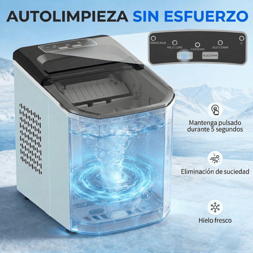 HOMCOM Máquina de Fazer Gelo Máquina de Cubos de Gelo Autolimpante 12 kg24H 9 Cubos Prontos em 7 Minutos 2 Tamanhos de Gelo Depósito de 1,5L para Casa Cozinha Escritório Bar Azul