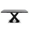 Mesa de jantar extensível 120-160 cm - Mármore preto impresso, pernas em MDF X metal - Preto