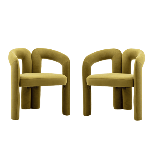 Cadeiras de jantar de 2 peças - design moderno, estofadas - verde azeitona