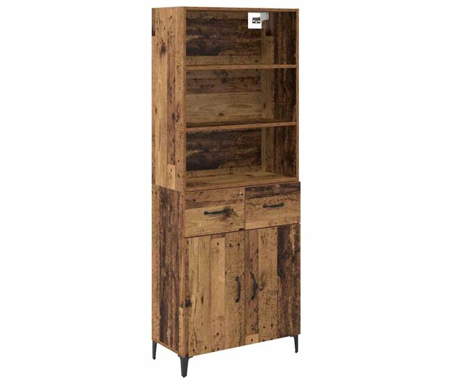Aparador alto - mueble de almacenamiento con cajón madera envejecida 69,5 x 34 x 180 cm es385