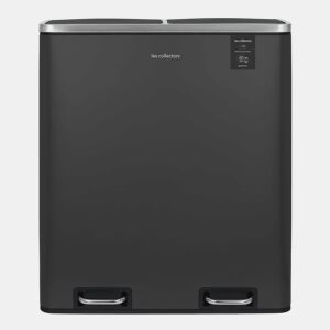 Caixote Reciclagem Pedal 2 Compartimentos 2x30L 60L Les Collectors N°916, Aço Inoxidável, Baldes Removíveis, Fecho Silencioso, Cinzento Escuro