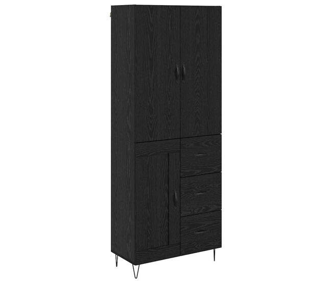 Aparador alto - mueble de almacenamiento 2 pcs roble negro madera tecnológica y vidrio es292