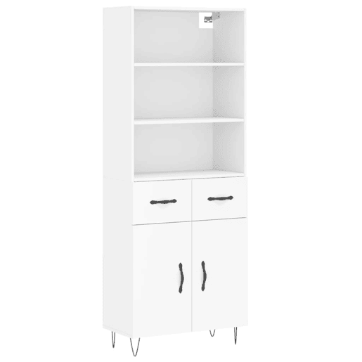 Armário alto - Bufete - Móvel de apoio 69,5x34x180 cm derivados de madeira branco pt748