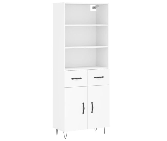 Aparador alto - mueble de almacenamiento madera contrachapada blanco 69,5x34x180 cm es748