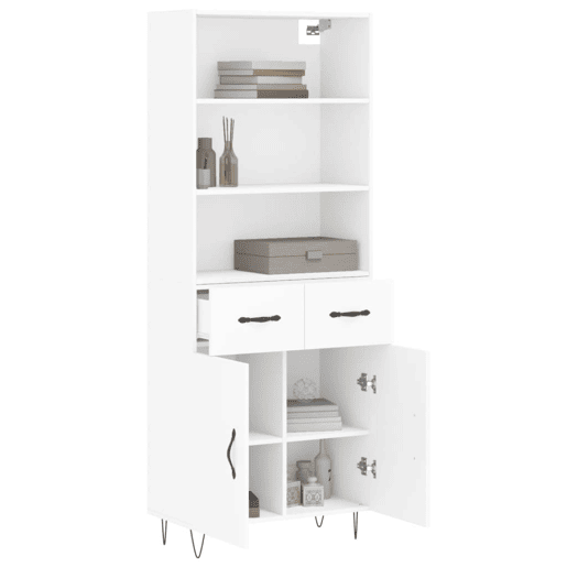Armário alto - Bufete - Móvel de apoio 69,5x34x180 cm derivados de madeira branco pt748