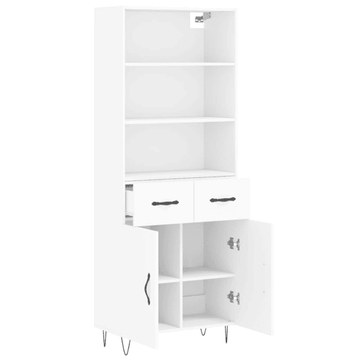 Armário alto - Bufete - Móvel de apoio 69,5x34x180 cm derivados de madeira branco pt748