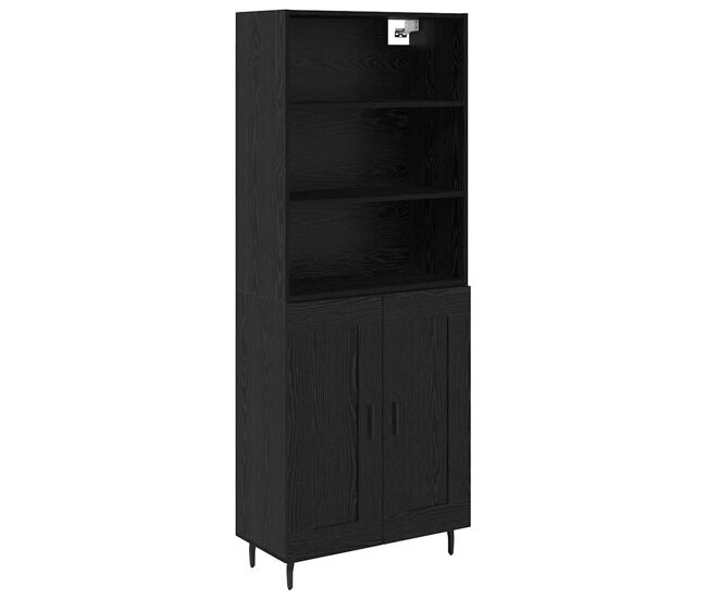 Aparador alto - mueble de almacenamiento roble negro 69,5 x 34 x 180 cm es1609
