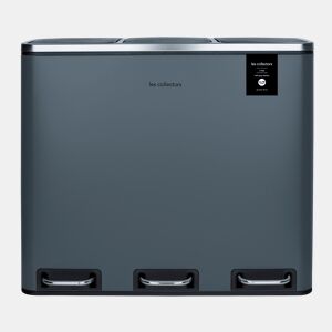 Caixote Reciclagem Pedal 3 Compartimentos 3x18L 54L Les Collectors N°984 | Aço Inoxidável | Baldes Removíveis | Fecho Silencioso | Cinzento Escuro