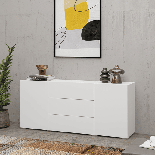 Aparador Glora Branco com 2 portas e 3 gavetas