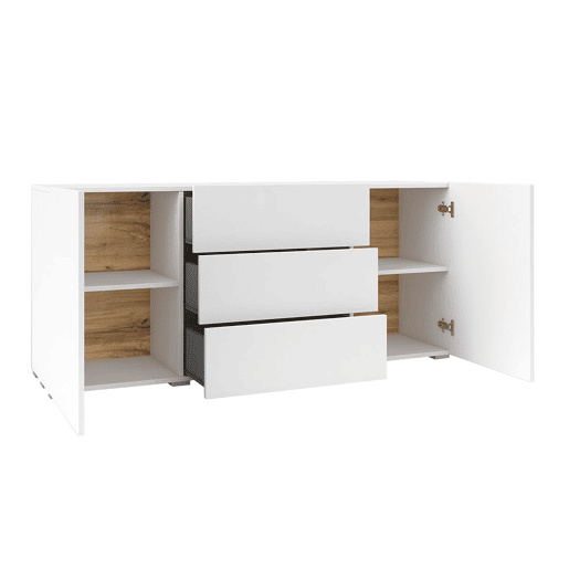 Aparador Glora Branco com 2 portas e 3 gavetas