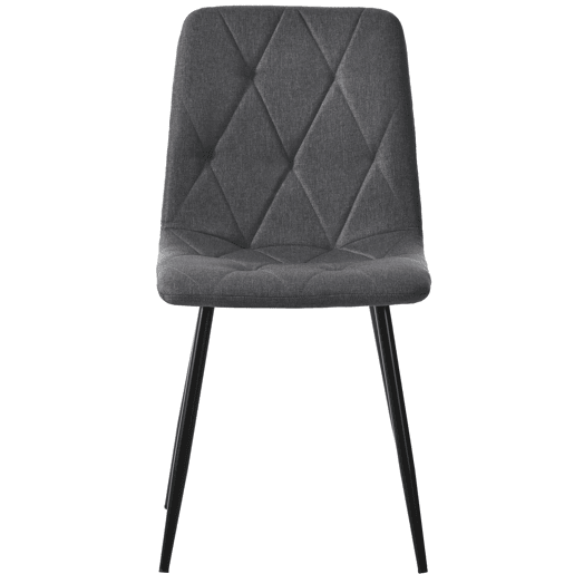 Cadeira de jantar (4 unidades), cinza escuro, cadeira de design com encosto, assento em linho twill, estrutura metálica, pernas metálicas