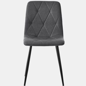 Cadeira de jantar (4 unidades), cinza escuro, cadeira de design com encosto, assento em linho twill, estrutura metálica, pernas metálicas