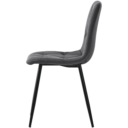 Cadeira de jantar (4 unidades), cinza escuro, cadeira de design com encosto, assento em linho twill, estrutura metálica, pernas metálicas