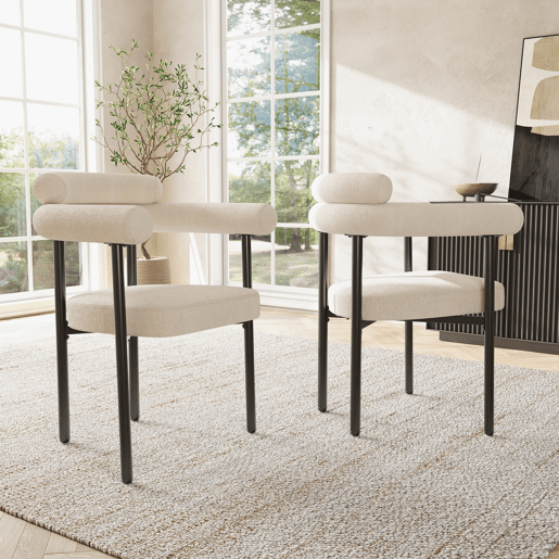 Cadeira de sala de jantar 2 St - Cadeira de sala de jantar moderna e simples, assento em couro artificial creme - Bege