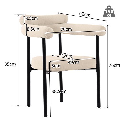 Cadeira de sala de jantar 2 St - Cadeira de sala de jantar moderna e simples, assento em couro artificial creme - Bege